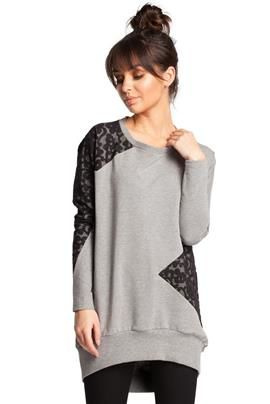 JAZMINE Bluza z koronką - szara