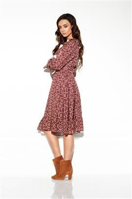Sukienka ze sznurowanym dekoltem wzory druk 7