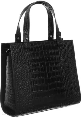 Czarna Torebka damska skórzana skóra włoska skóra węża
