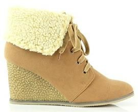 Efektowne Botki Koturny Ocieplane Wiązane