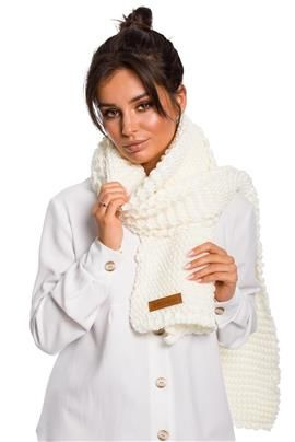 Długi szal z naszywką - ecru