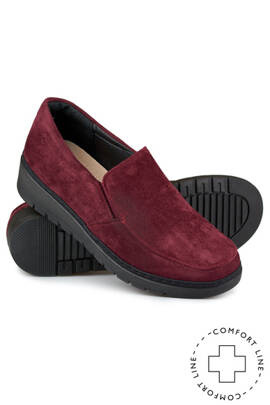 Komfortowe zamszowe mokasyny damskie bordo