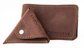 2 w 1 Portfel Slim Wallet + bilonówka BRODRENE Ciemny brąz