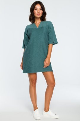 Tunika z karczkiem i dekoltem w kształcie litery V - turkusowa