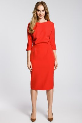 ROSETTA Sukienka odcinana w pasie z zakładkami - czerwona