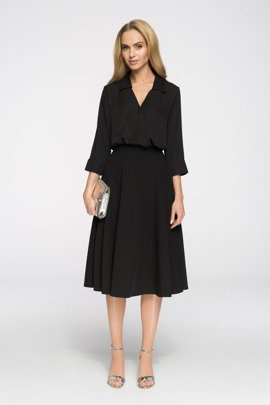 NADIA Bluzka koszulowa z zakładką - czarna